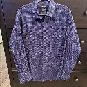Claiborne Men's Navy Geometric Button Down Shirt